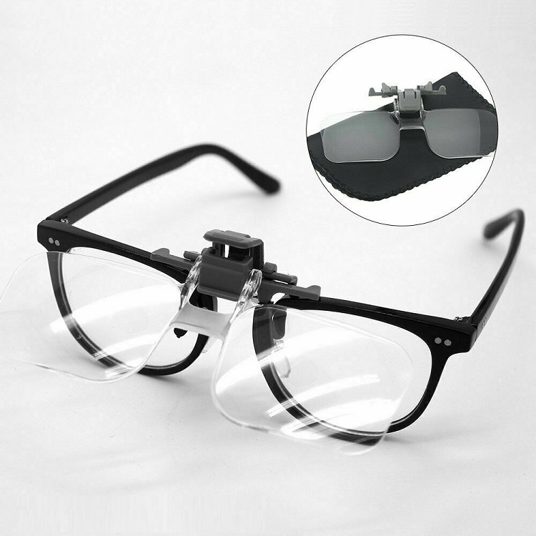 Kính lúp 2X dạng kẹp mắt kính hỗ trợ sửa chữa