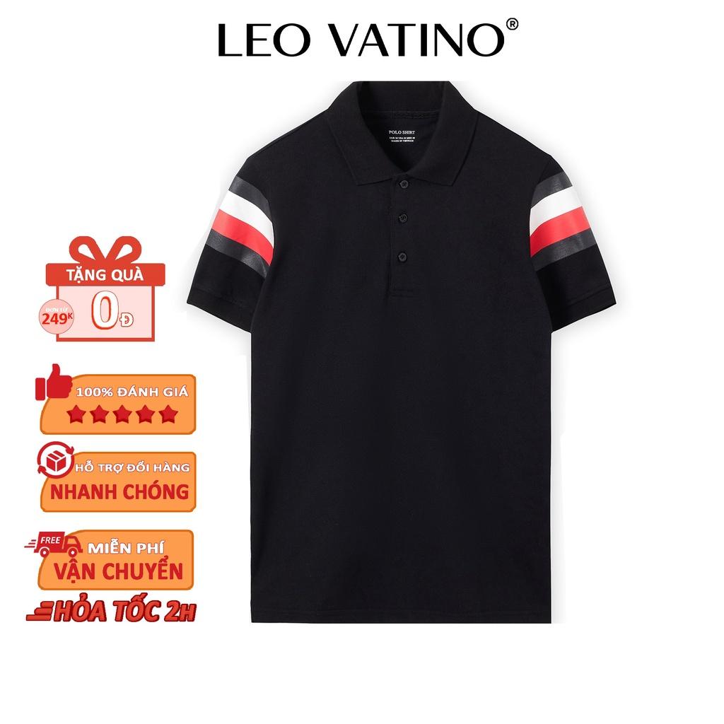 Áo thun polo nam POLOSHIRT đen phối 2 tay cổ bẻ tay ngắn lỡ PLS03T - Leo Vatino