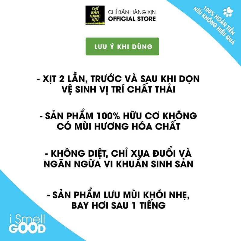 Xịt khử mùi hôi chó,mè mùi nước tiểu và phân chó, mèo chuồng chó, mèo 100% thành phần hữu cơ không độc hại 300ml