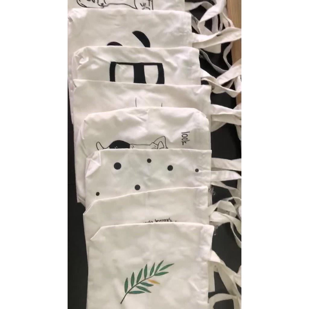 TÚI VẢI ĐEO VAI TOTE CANVAS BAG CÓ KHÓA KÉO SIZE LỚN 33x38cm PHONG CÁCH CÁ TÍNH HOT TREND NHIỀU MẪU 3158 Store