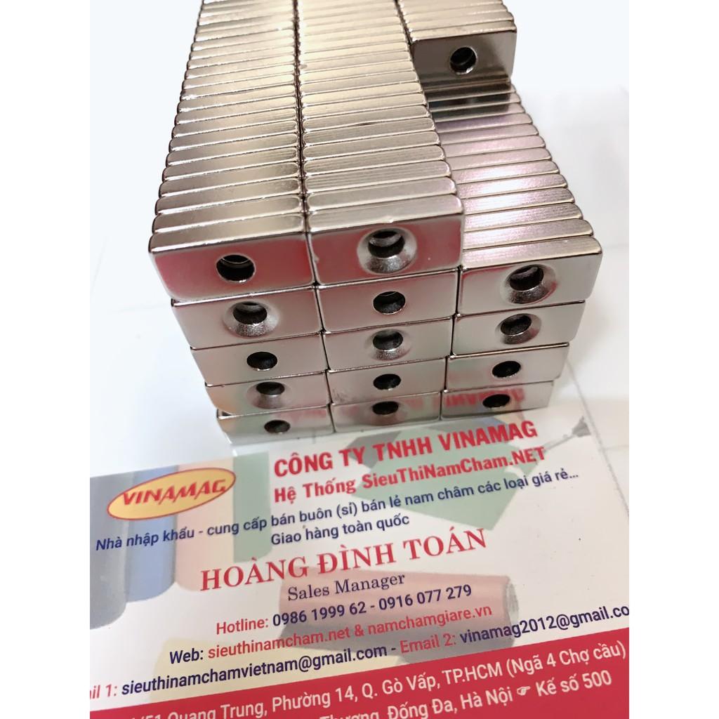 Nam châm viên 20x10x4 vát lỗ 4mm