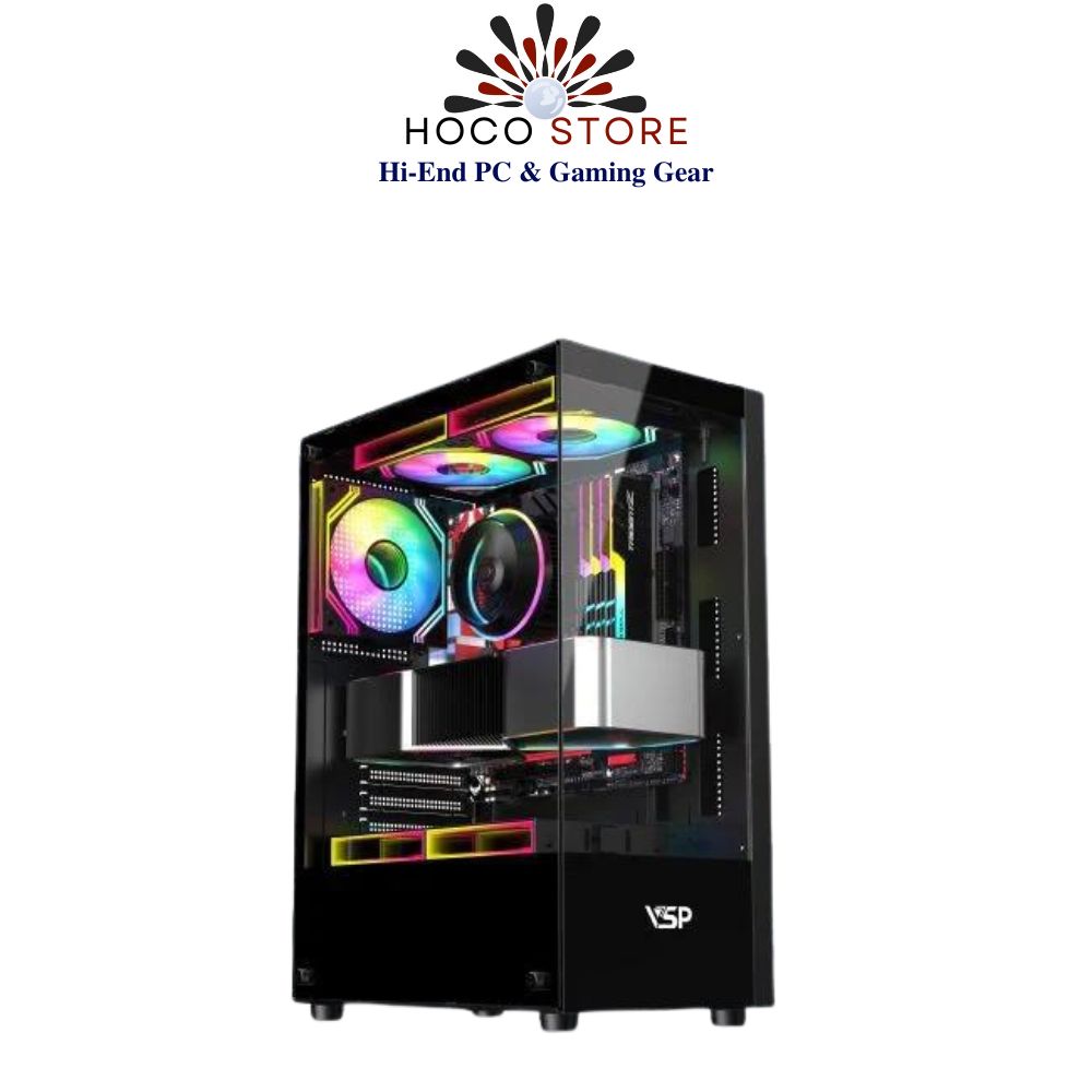 Vỏ Case Máy Tính VSP Gaming Aquanaut AX5 2 Mặt Kính - (mATX) Case 2 Mặt kính chuyên tản Custom, AIO - Hàng chính hãng