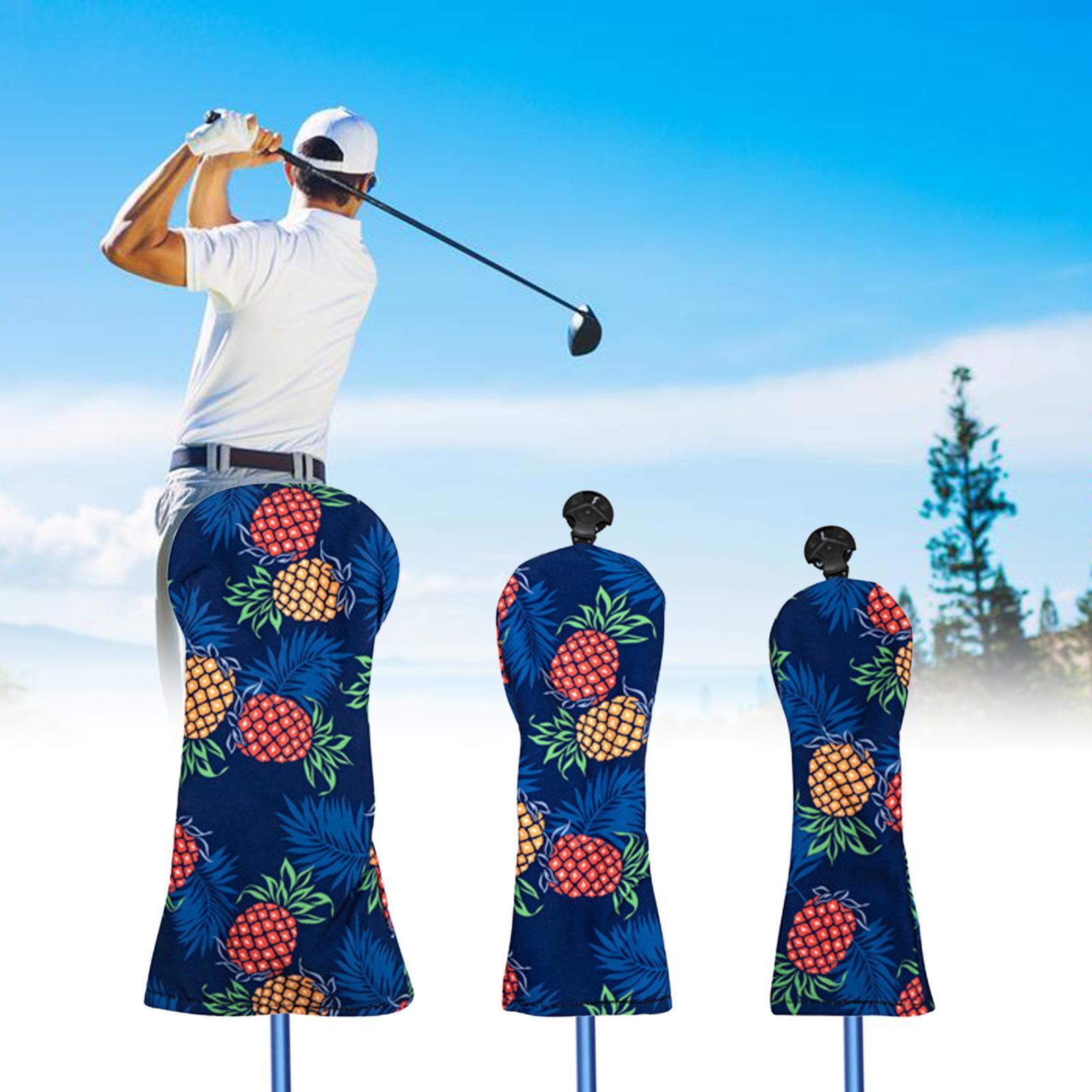 3x Golf Club Head Covers Golf Wood Covers with Tags Golf Cue Protect Case Durable Golf Wood Headcover Golf Fairway Wood Cover