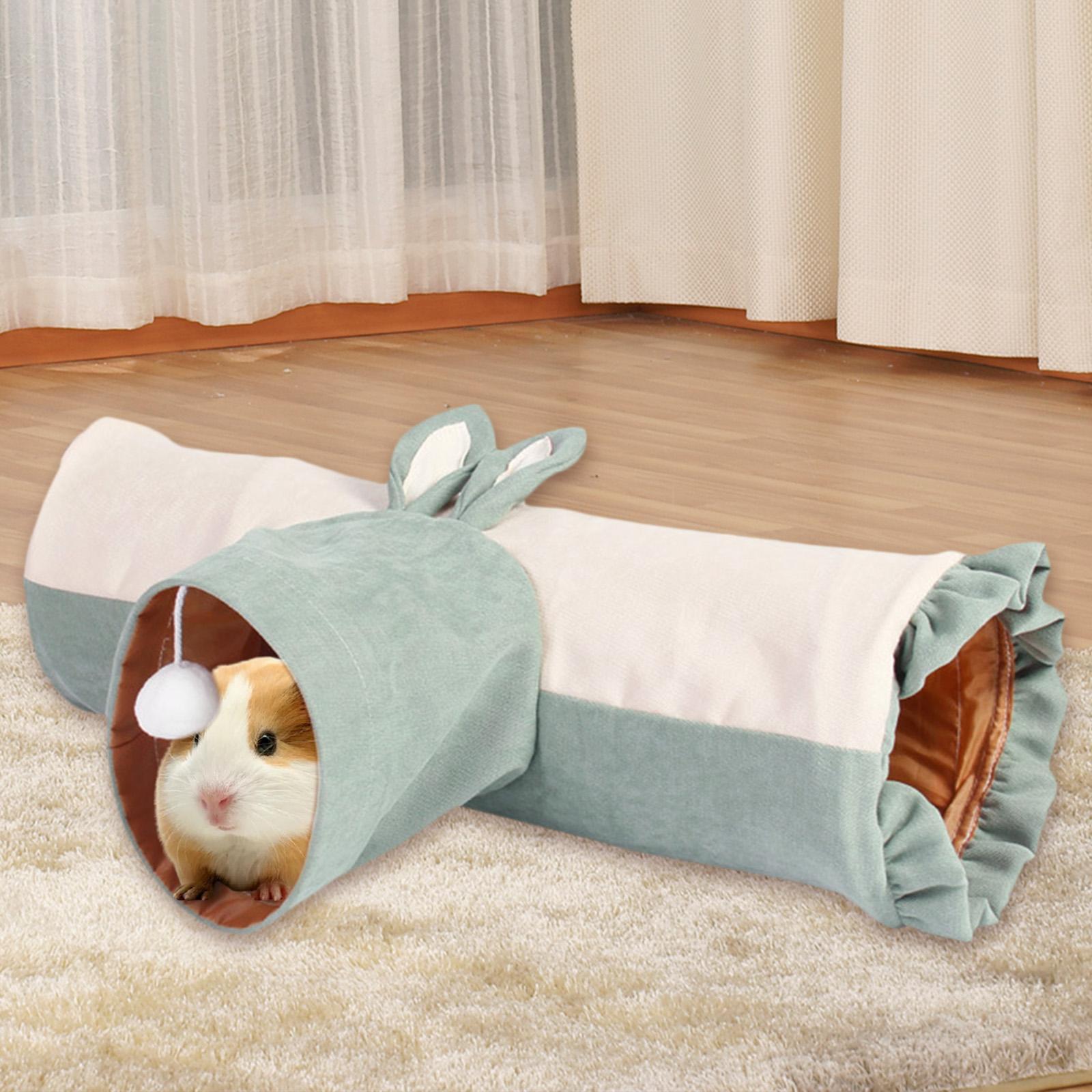 2pcs Guinea Pig Tunnel Collapsible Play Toy Pet Hideout For Hamster Mice