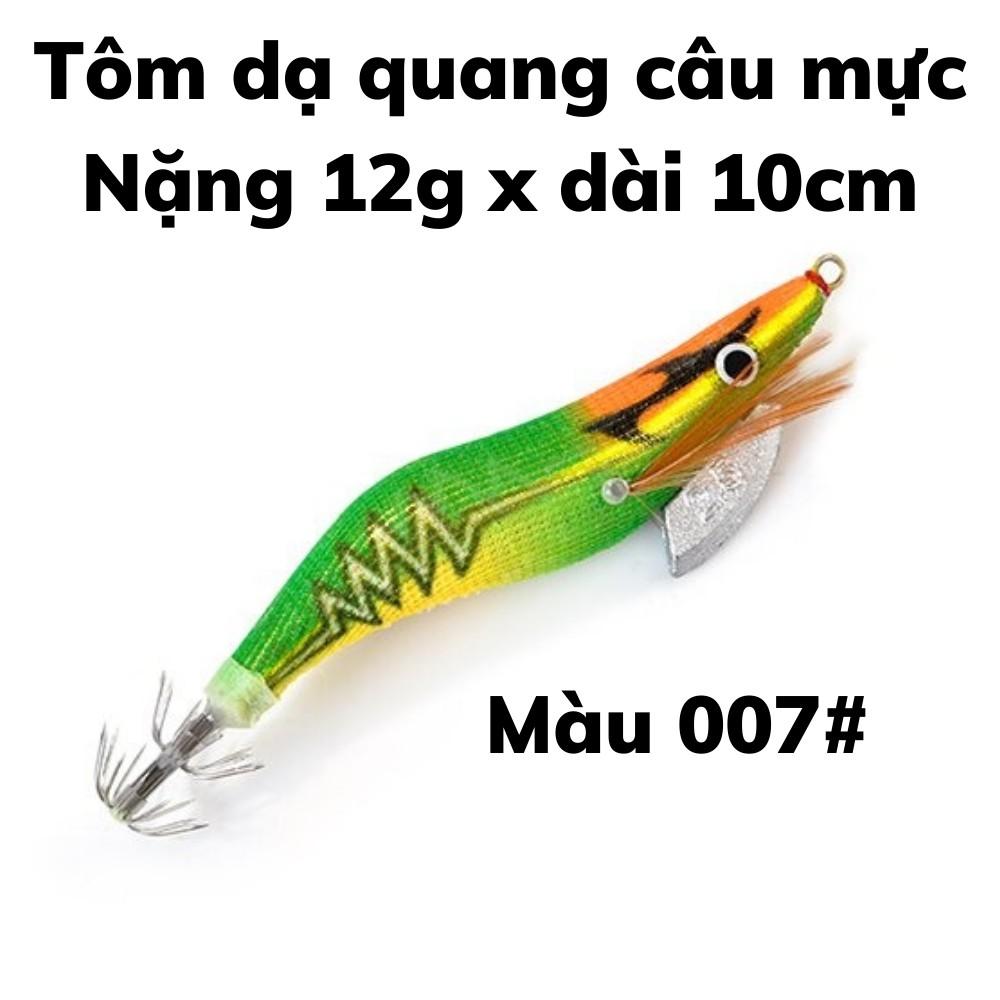 Tôm giả câu mực dạ quang size 2.5 loại fish king nặng 12gam dài 10cm , mồi câu mực lá ống bạch tuộc biển ban đêm hiệu quả, moi gia cau muck hang an gia re