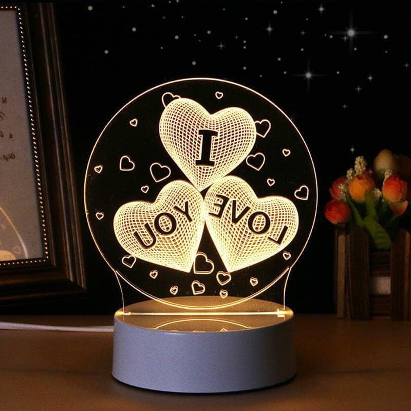 Đèn ngủ 3D hình trái tim I LOVE YOU - tiêt kiệm điện