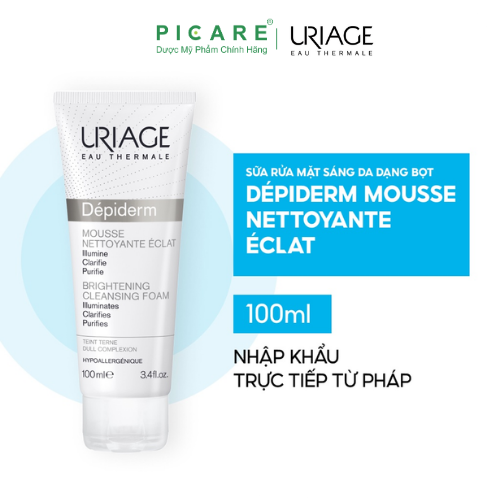 Sữa Rửa Mặt Tạo Bọt Dưỡng Sáng Da Uriage Depiderm White Mousse Nettoyante Eclaircissant