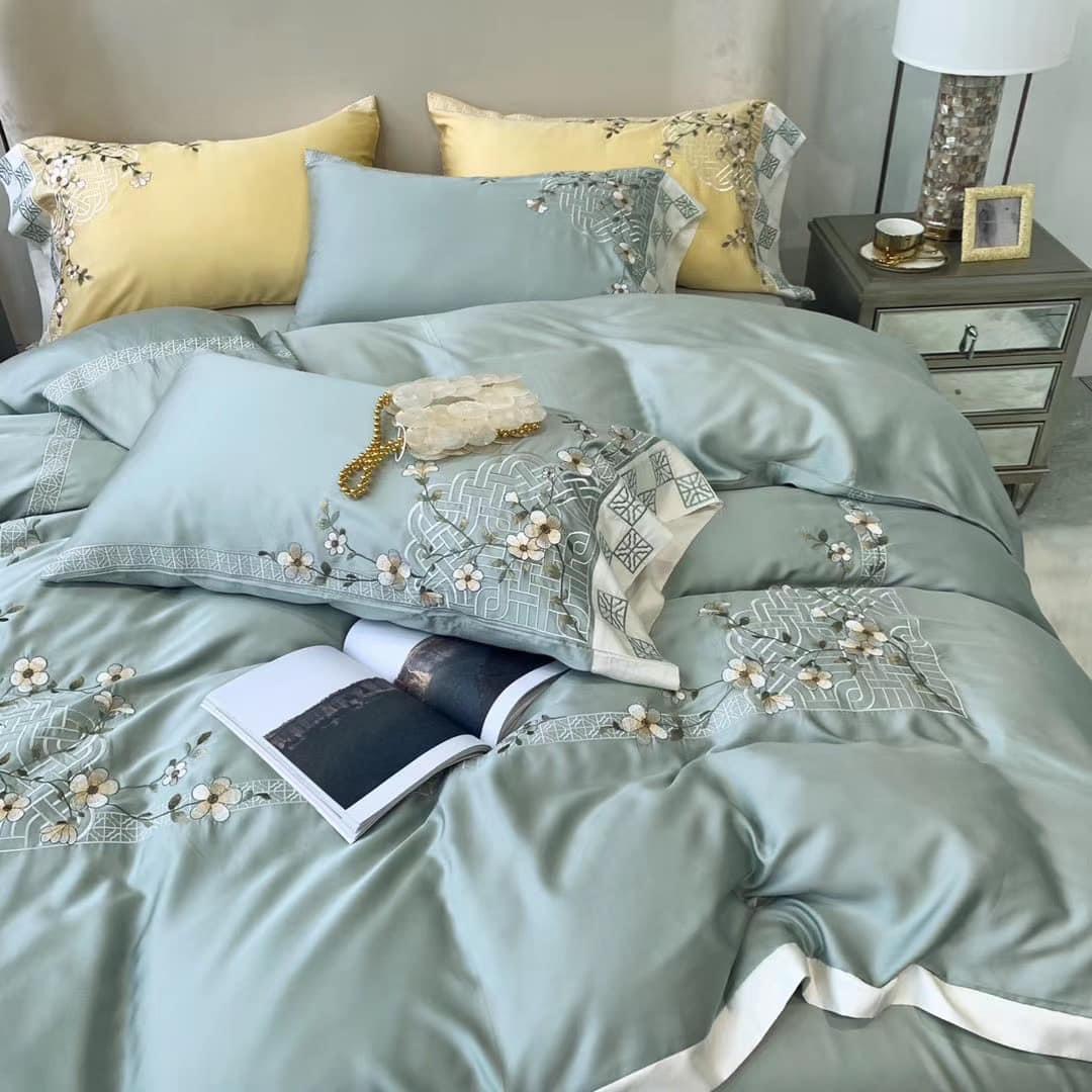 Bộ Chăn Ga Gối Đệm 5 Món Chăn Phao Lụa Tencel Thái Hin Home Bedding Drap Giường Lụa
