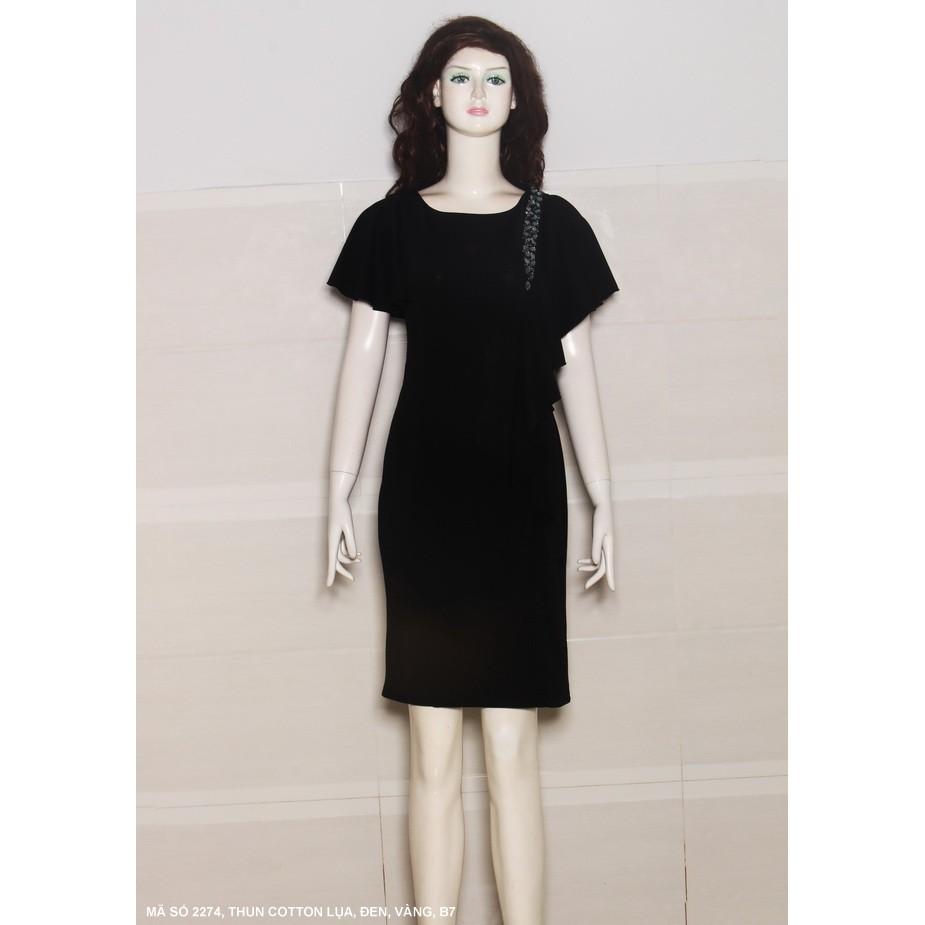 Đầm Dún Vai Đính Bèo Bên Hông