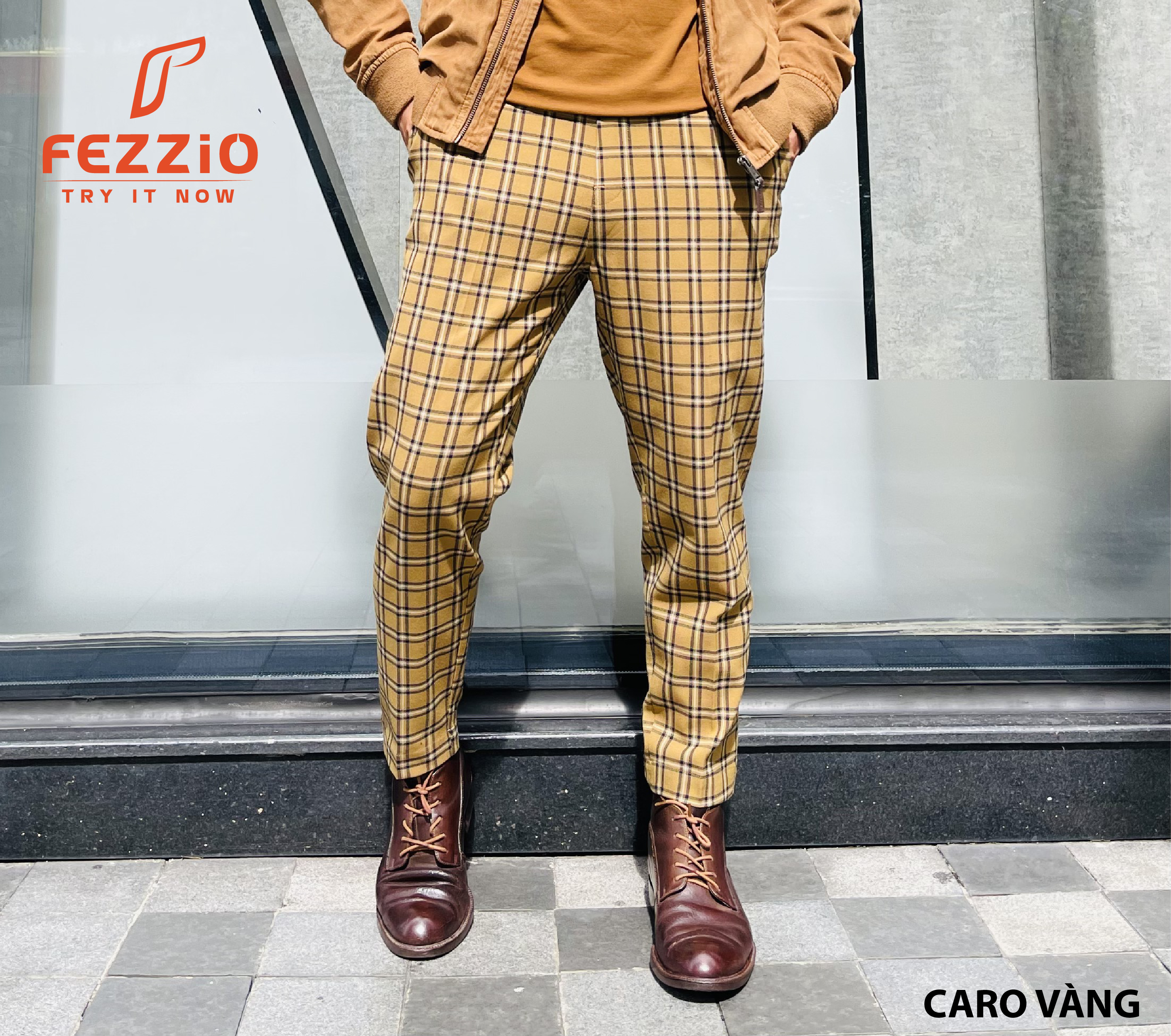 Quần kaki nam ống côn kiểu dáng trẻ trung chất liệu co giãn thương hiệu Fezzio