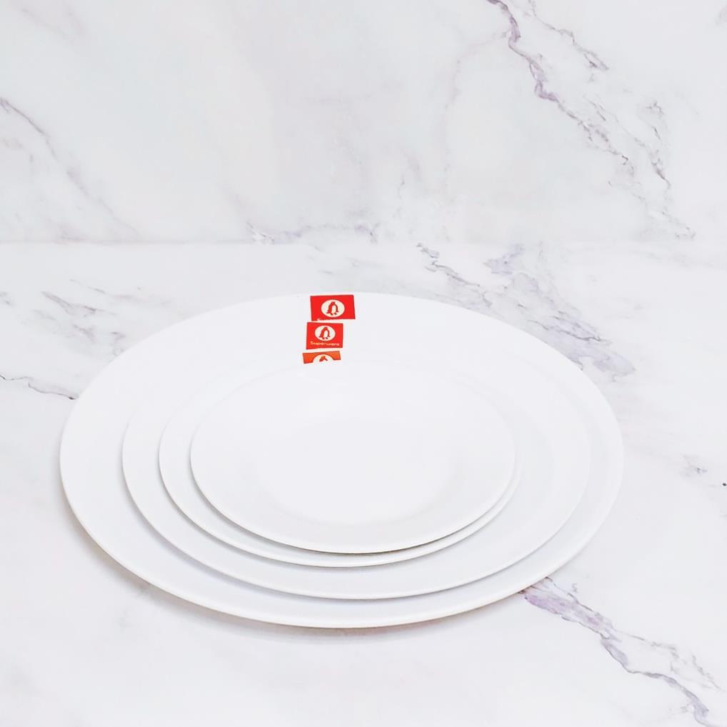 Đĩa Cạn Tròn Nhựa phíp 100% melamine Trắng hàng đẹp