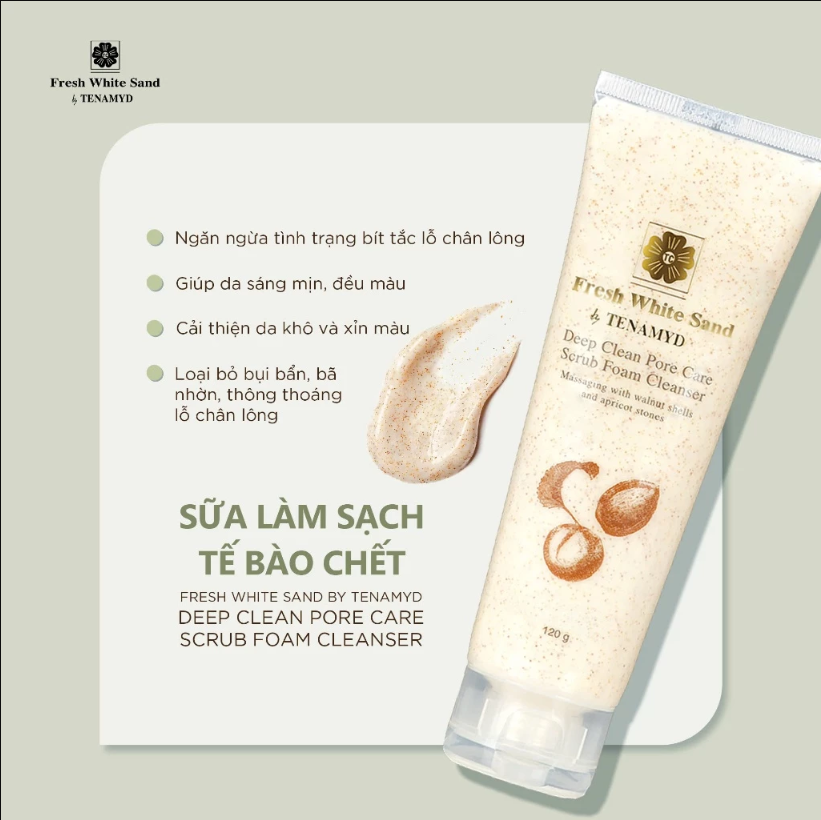 Sữa tẩy tế bào chết TENAMYD Deep Clean Pore Care Scrub Foam Cleanser 120g