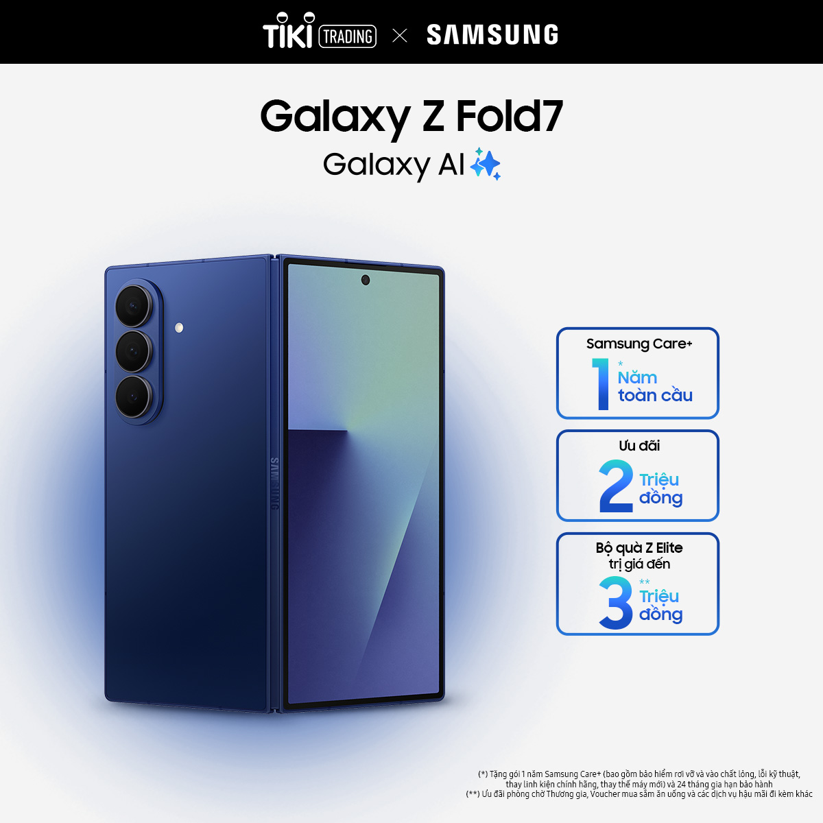 Điện thoại Samsung Galaxy Z Fold7, Điện thoại AI, Camera 200MP, Màn hình 8.0&quot; tối ưu đa nhiệm, Mỏng nhẹ nhất - Hàng Chính Hãng