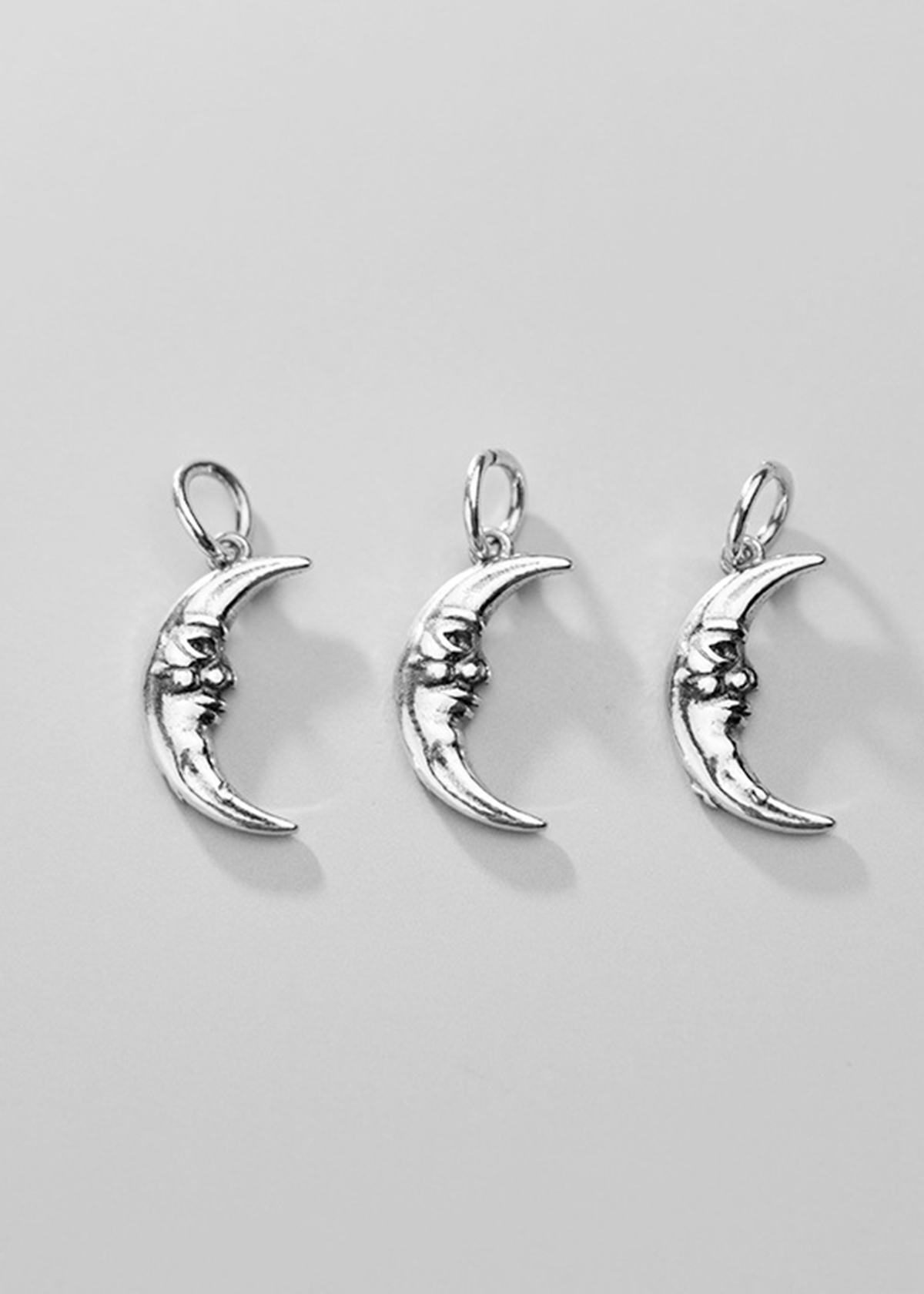 Combo 3 cái charm bạc hình mặt trăng treo - Ngọc Quý Gemstones