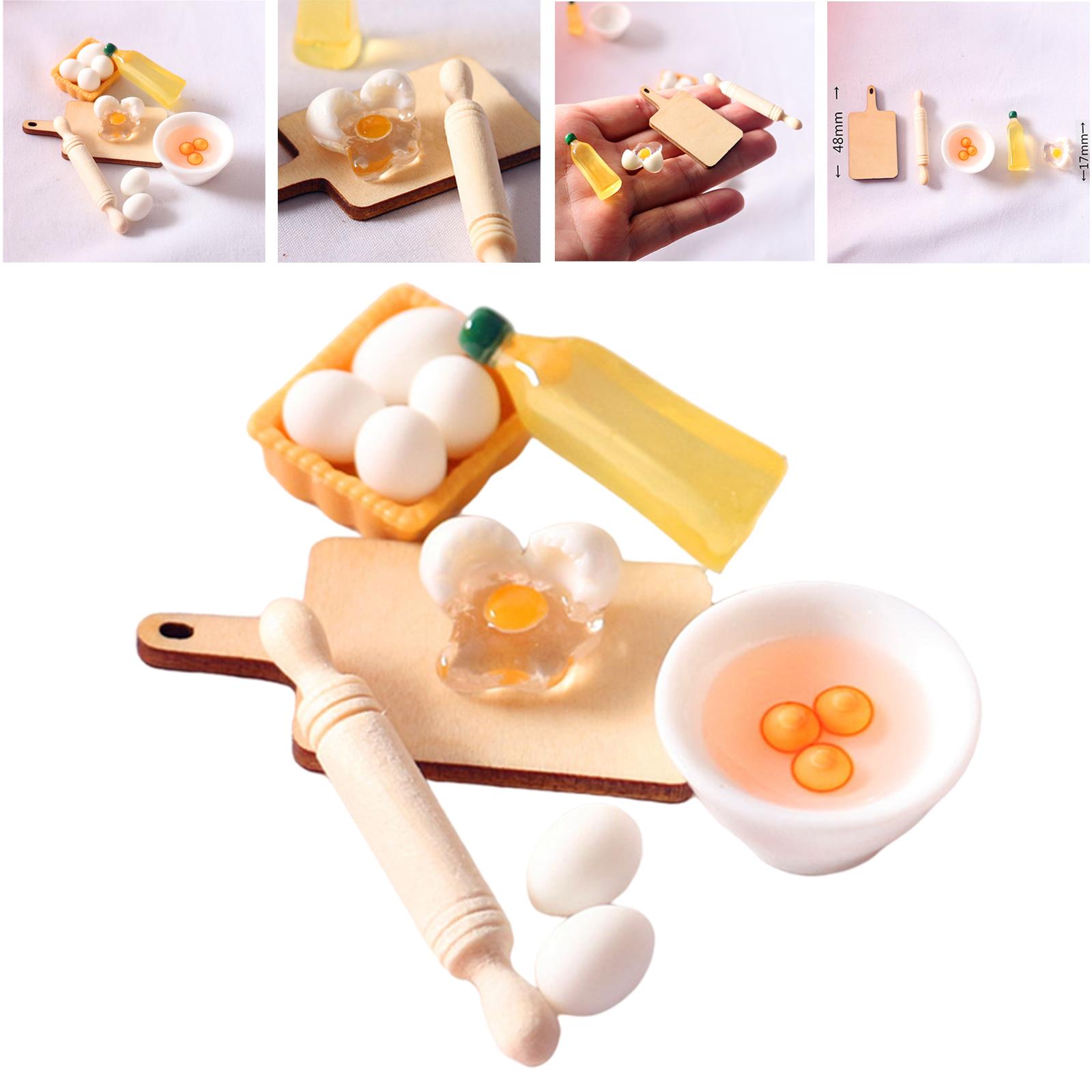 5Pcs/Set 1/12 Girl Rolling Pin Egg Bowl Set Doll House Kitchen Furniture
