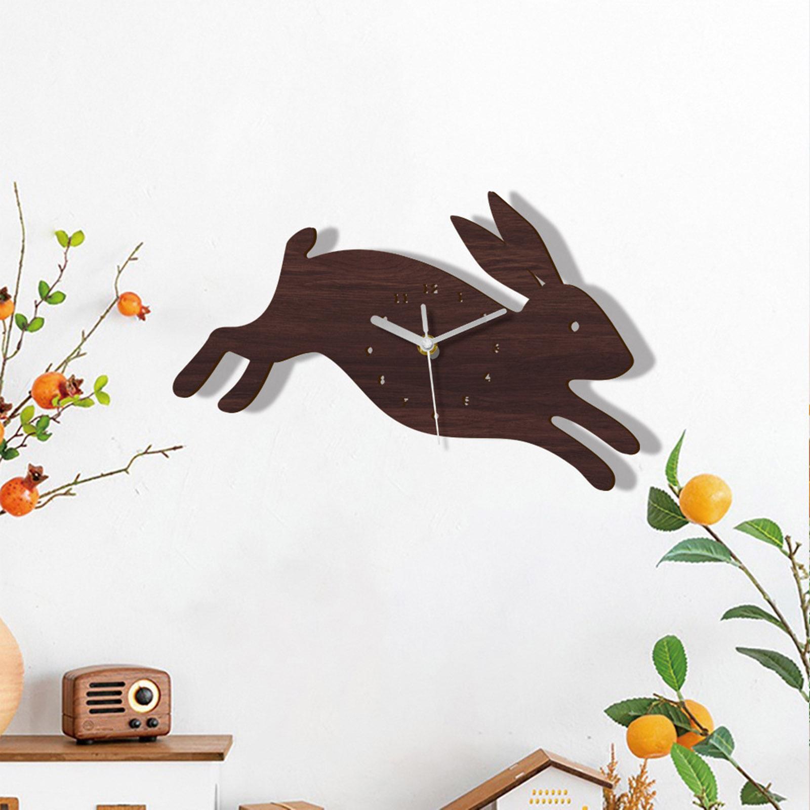 Rabbit Shape Cartoon Wall Clock Non Ticking school Adorable Durable Ornaments for Kids Decoration Nursery Decor