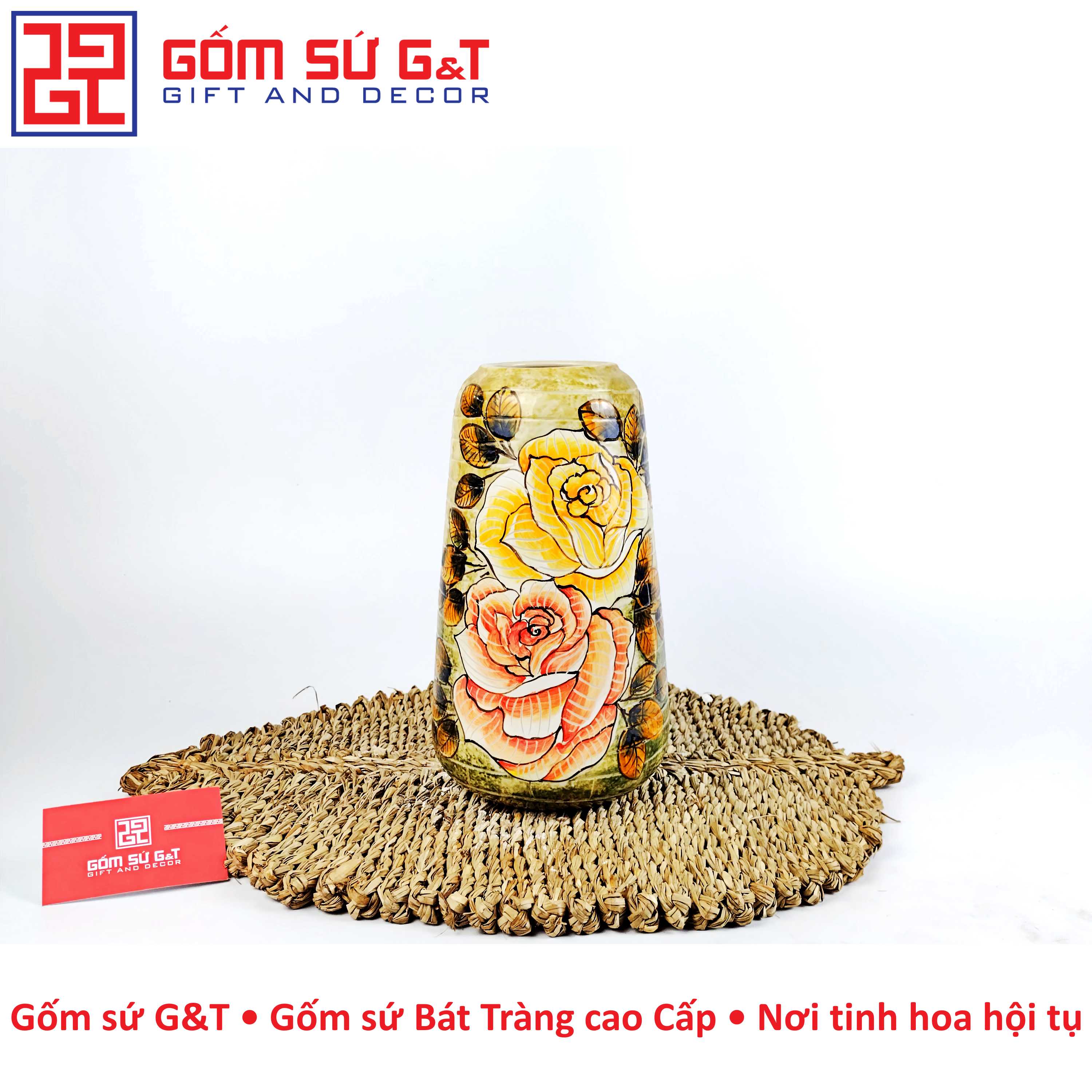 Lọ hoa dáng đu đủ nhị hồng Gốm Sứ G&amp;T