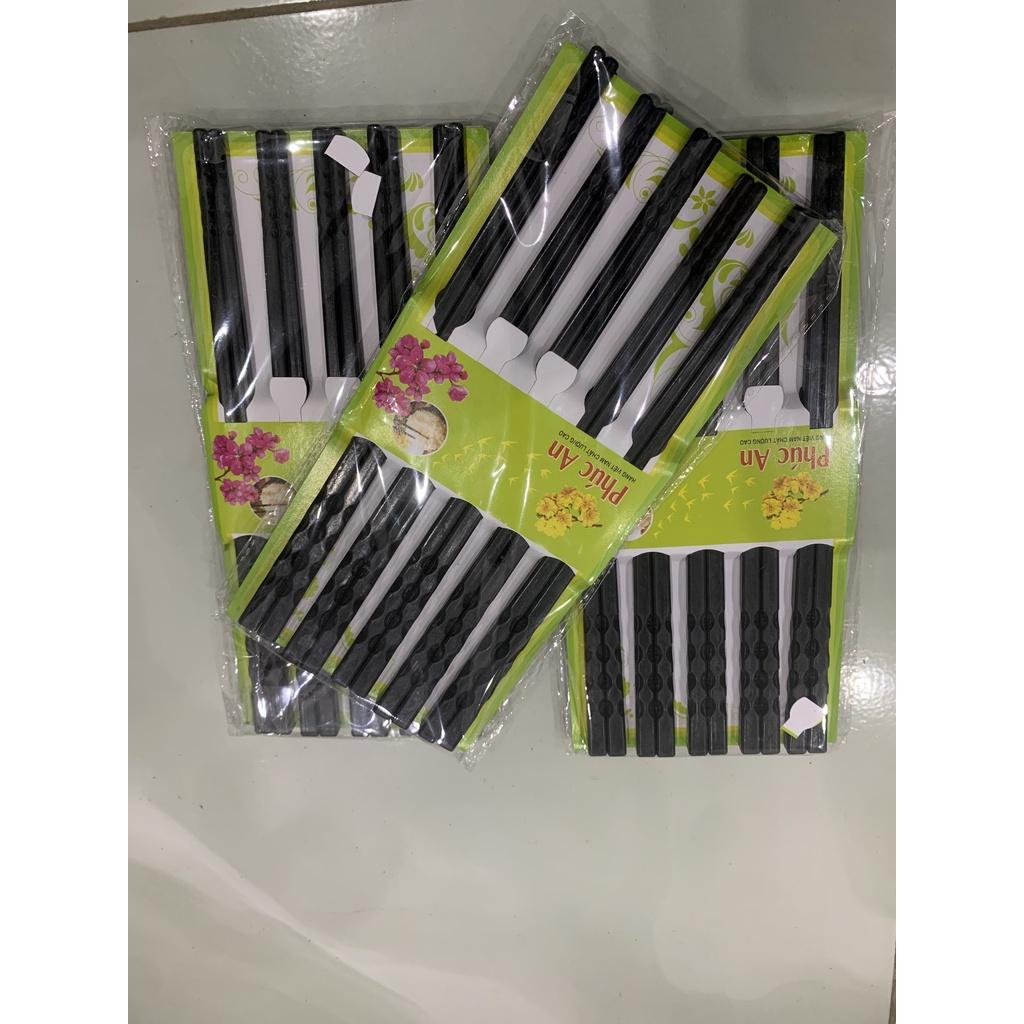 Vỉ 10 đôi Đũa nhựa Melamine kháng khuẩn xoắn 2 đầu chống trượt, Sang Trọng Chất Lượng Cao