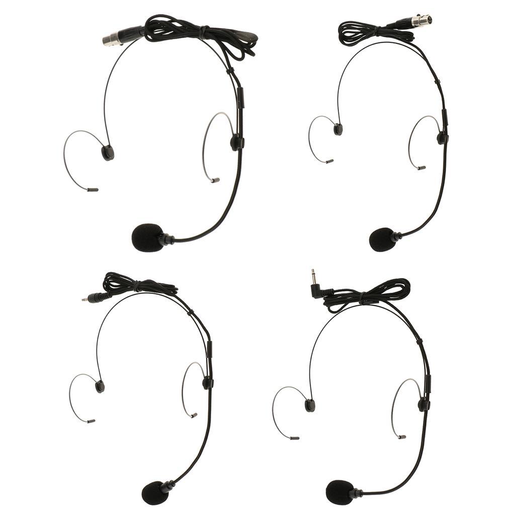 2-6pack Double Ear Hook Wired Headset Headworn Microphone Black 3.5mm Right