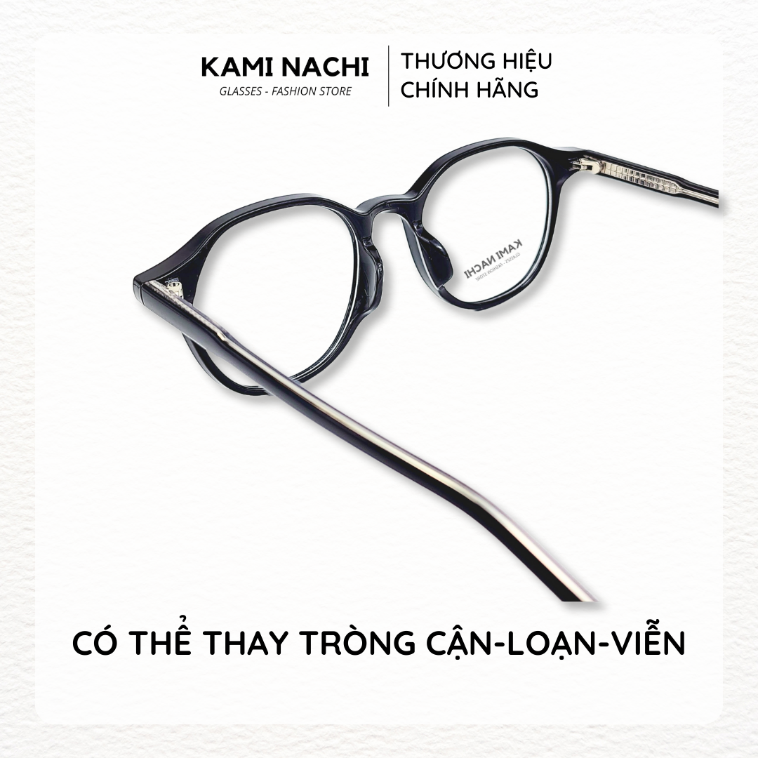 Gọng kính Acetate dáng vuông, có tròng chống Ánh Sáng Xanh KAMI NACHI phong cách hiện đại ĐK