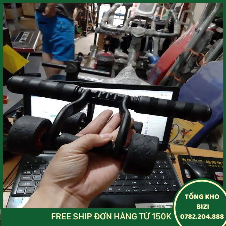 Con Lăn 4 Bánh Tập Cơ Bụng Hiệu Quả - Tặng Thảm Quỳ Chân - Free Ship Toàn Quốc