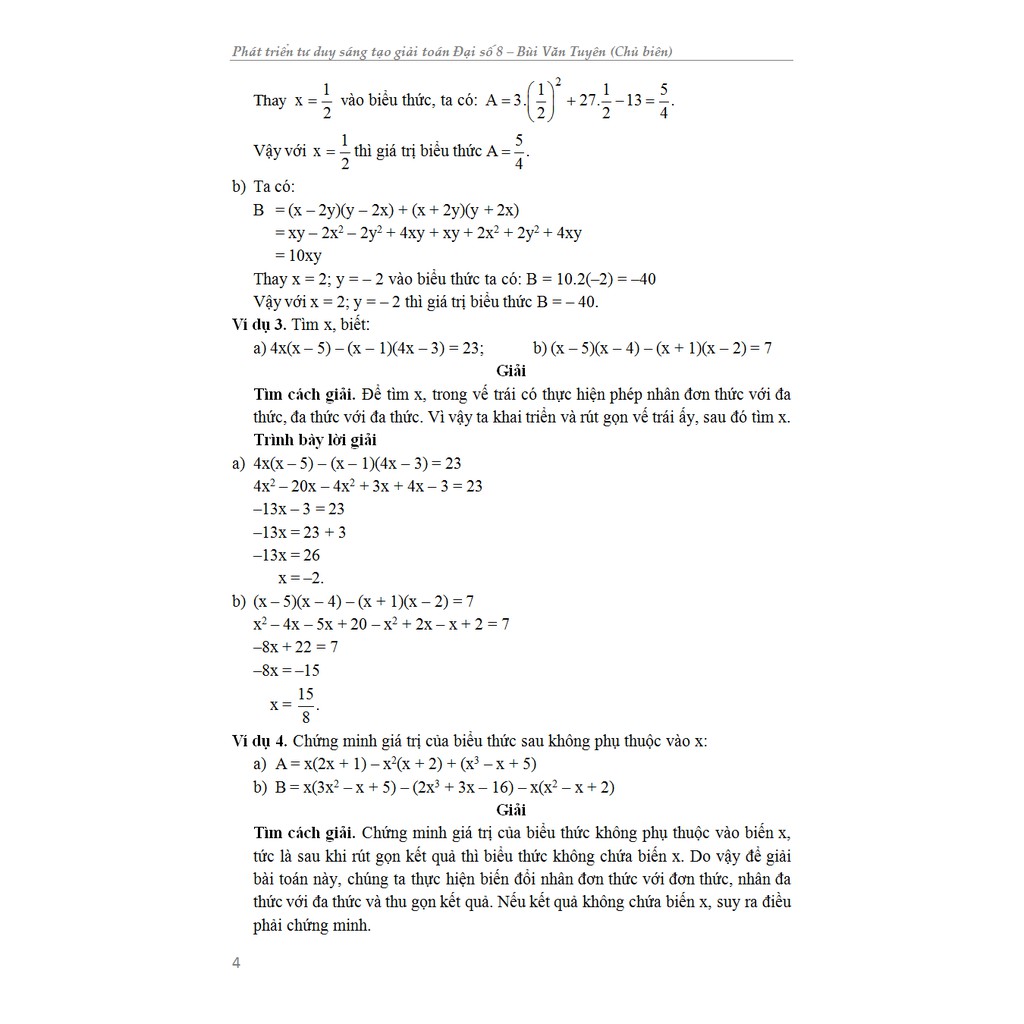 Sách - Phát Triển Tư Duy Sáng Tạo Giải Toán Đại Số 8 (KV)