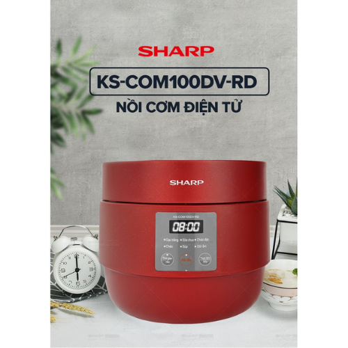 Nồi cơm điện tử Sharp KS-COM100DV-RD(1L)-Hàng Chính Hãng