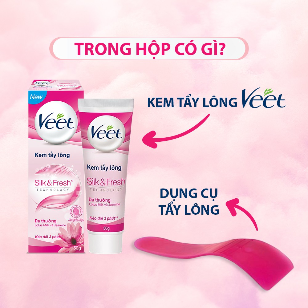 Kem Tẩy Lông Veet Silk & Fresh Aloe Vera & Vitamin E Dành Cho Da Thường và Nhạy Cảm 25g - QuaTangMe Extaste