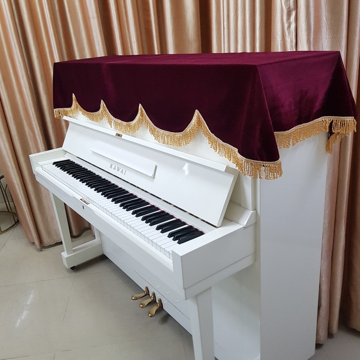 Khăn Phủ Đàn Piano nhung đỏ vải dày mềm mượt