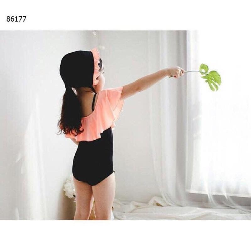 Bộ Bơi Liền Thân Bé Kèm Mũ Cho Bé Gái