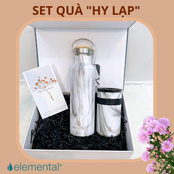 Bình giữ nhiệt Elemental cao cấp, set quà Hy Lạp,quà tặng ý nghĩa tặng người thân