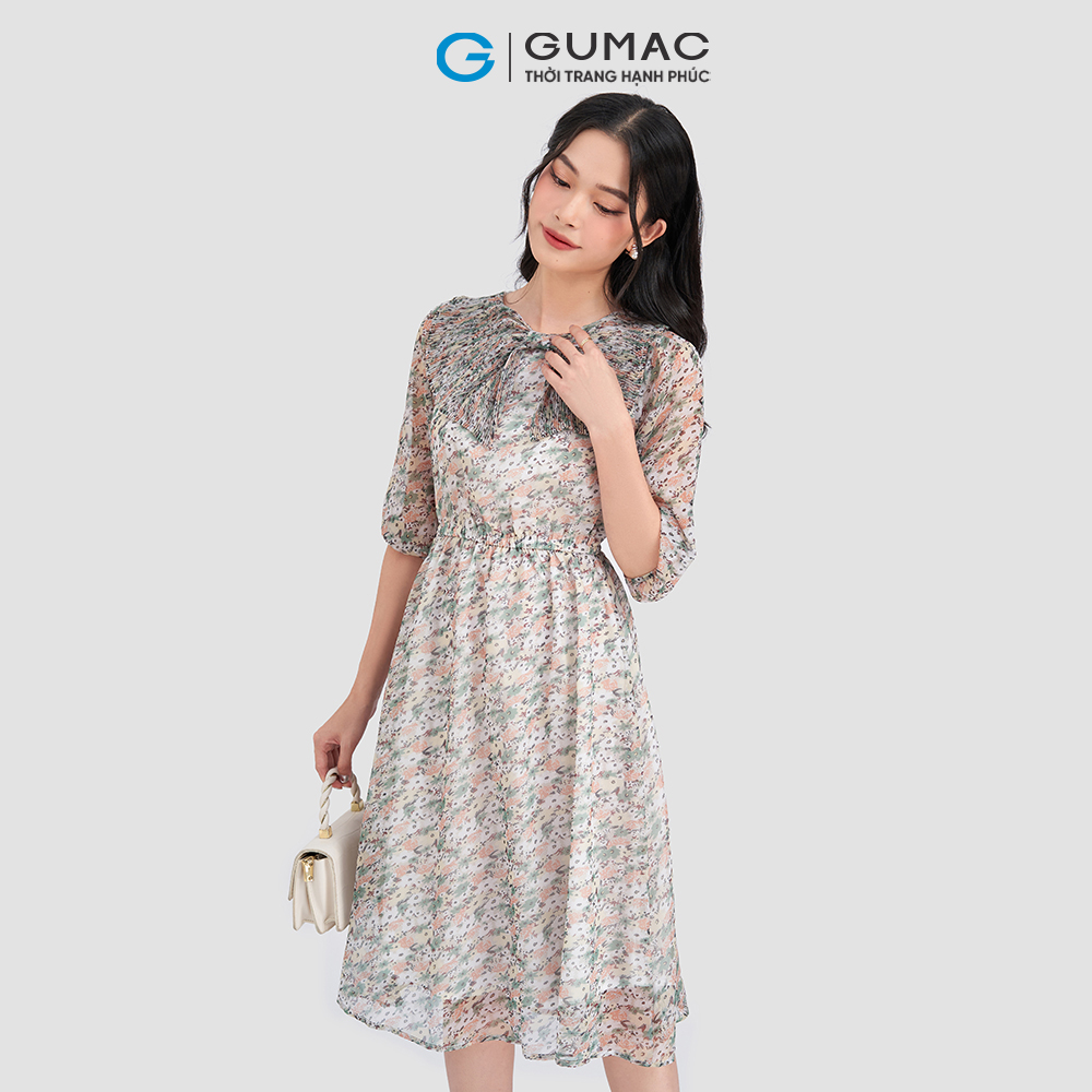 Đầm cổ bèo dập ly DC12050 thời trang GUMAC