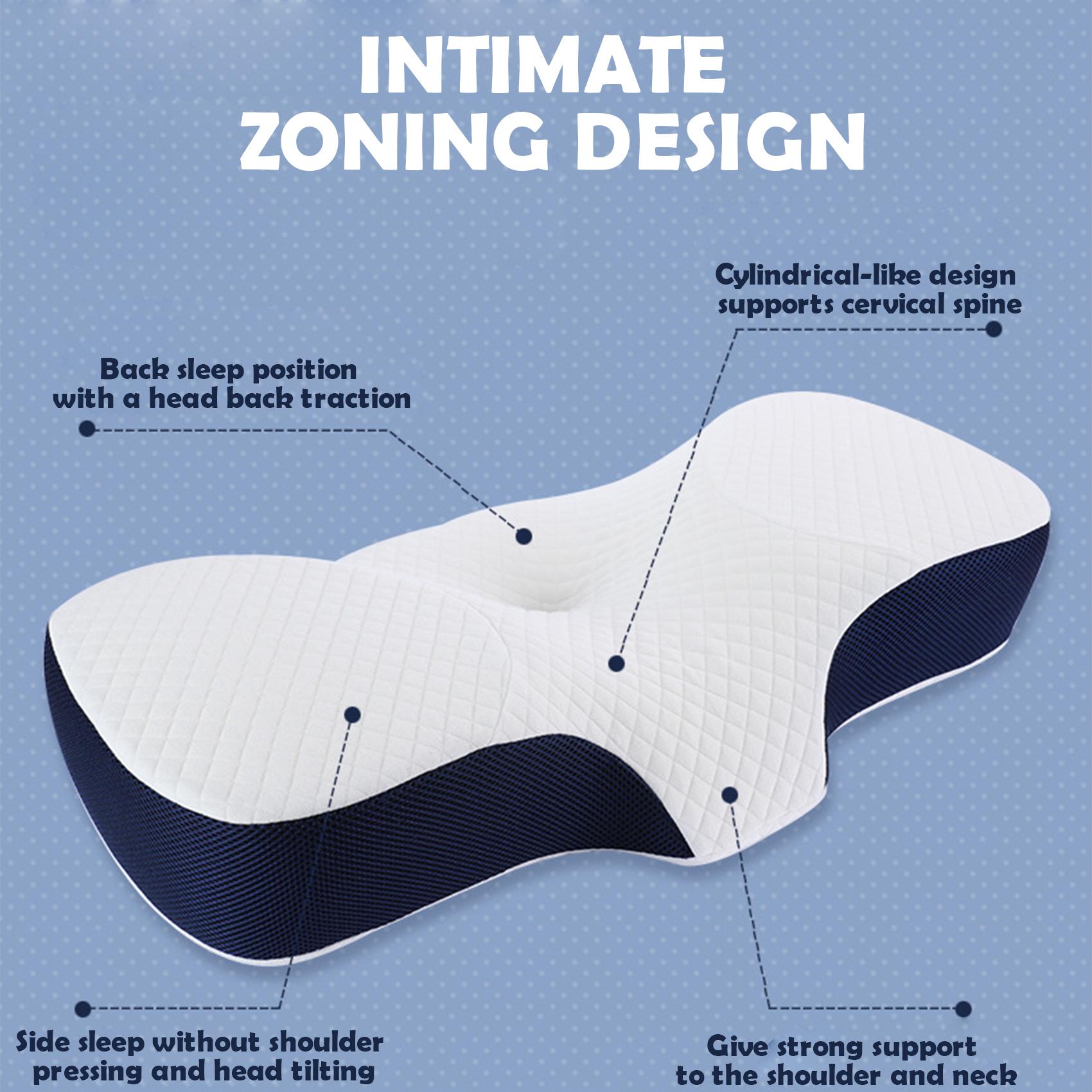 Contour Memory Foam Pillow with Washable Silk-Pillowcase Orthopedic Ergonomic Cervical Sleeping Pillow