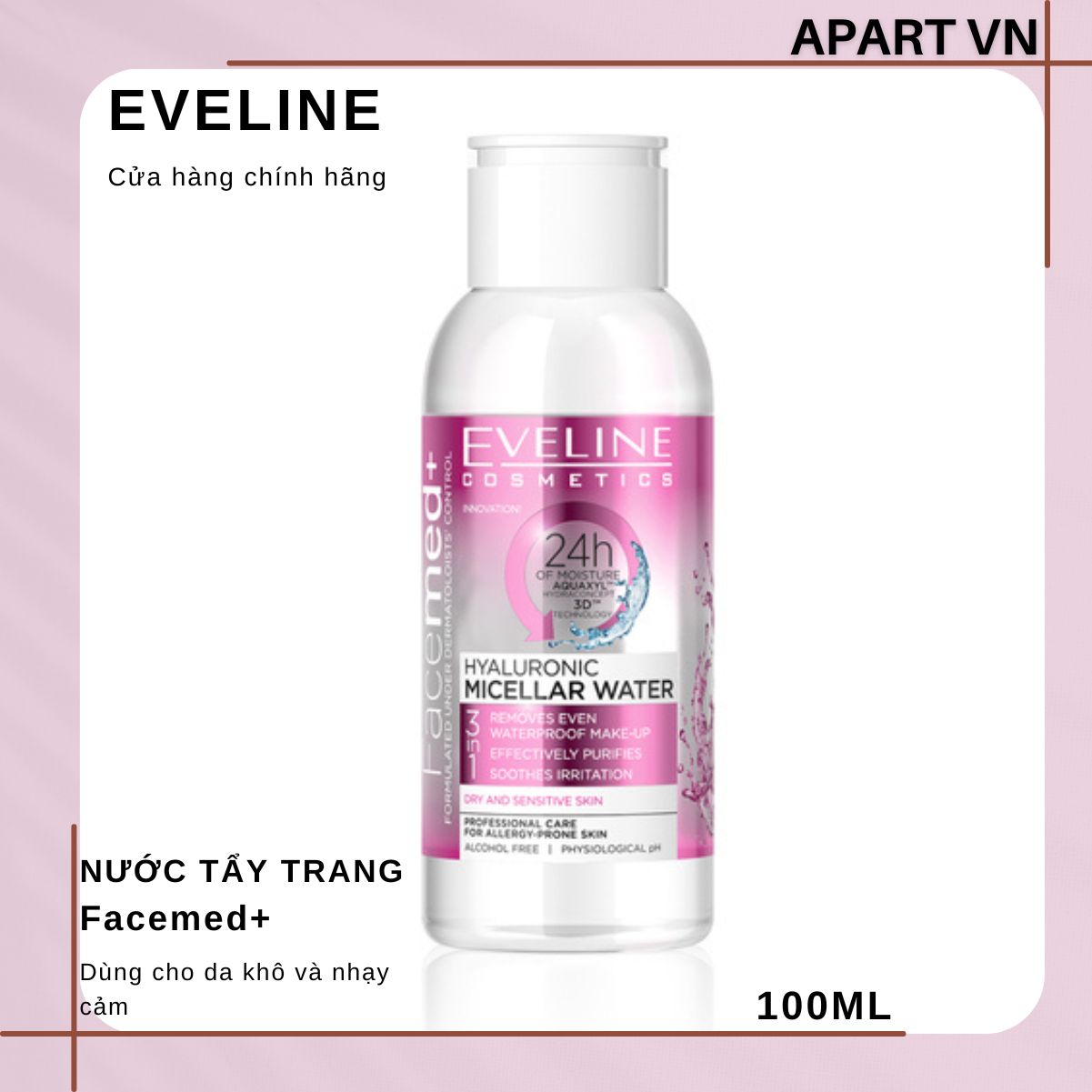 Nước tẩy trang dưỡng ẩm cho da khô và nhạy cảm Eveline 100ml