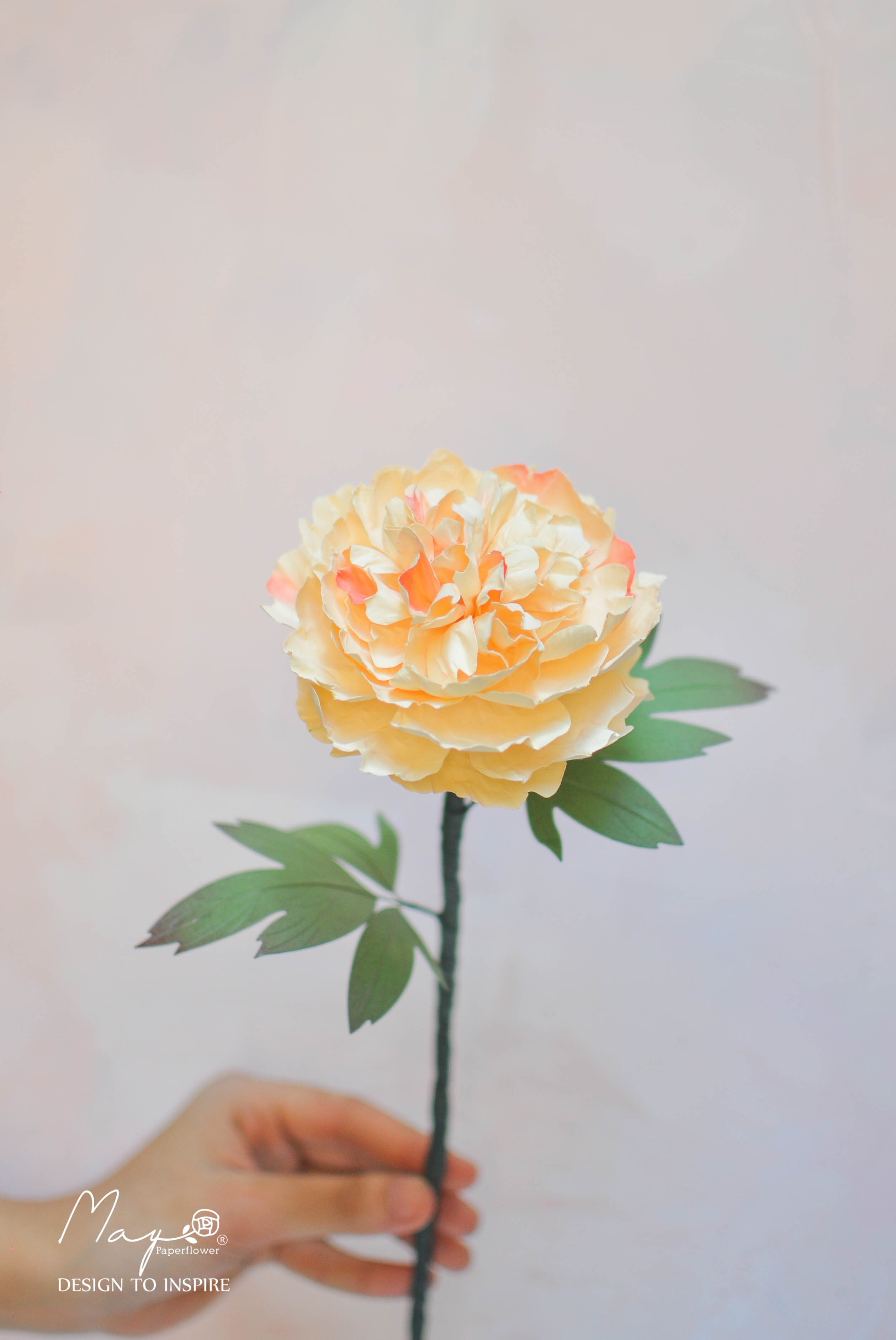 Hoa giấy trang trí cao cấp, Hoa Mẫu Đơn handmade cành lớn Maypaperflower - hoa giấy nghệ thuật, hoa cắm bình, decor nhà ở