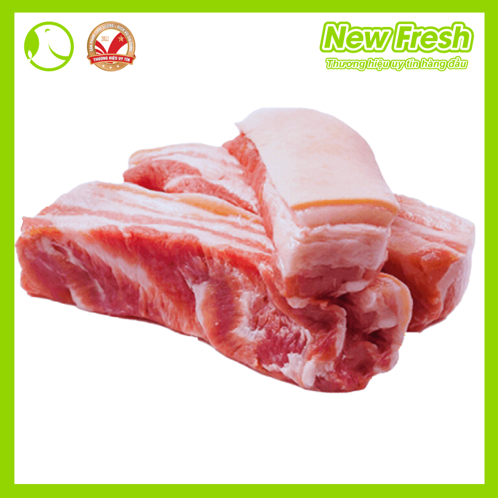 Ba Chỉ Heo Nga Rút Sườn Cắt Phần Bụng Thịt Mềm Béo Có Sụn Mềm Và Mỡ Xen Kẽ - Túi 1Kg