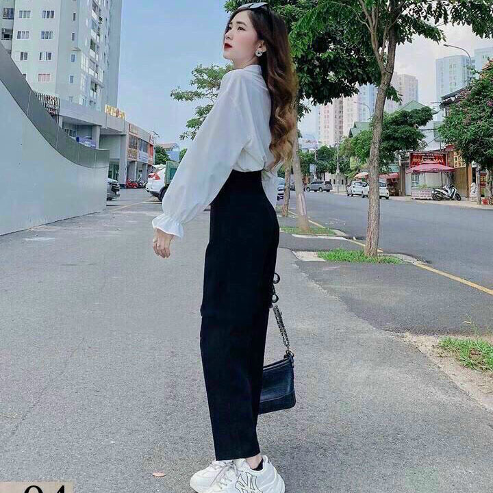 Set 2 Món: Áo Sơ Mi Trắng Kate Tay Dài & Quần Thun Umi - Hậu Nguyễn Store