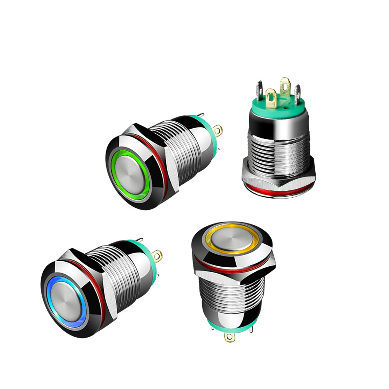 Nút nguồn nhấn nhả, Nút công tắc nhấn Tự phục hồi 12mm (3V-6V, 12V-24V, 110-220V)