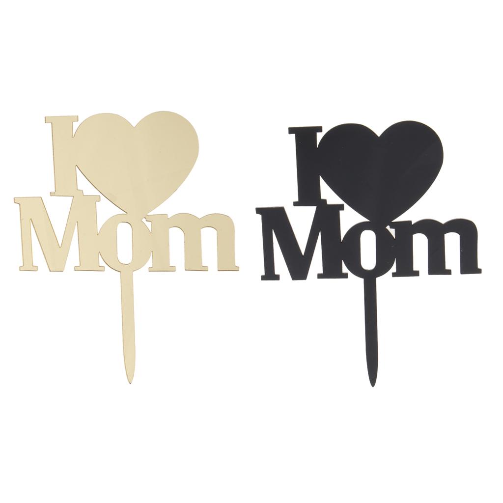 I Love Mom Heart Cake Topper Party Cake Baking Accessories Photo Prop