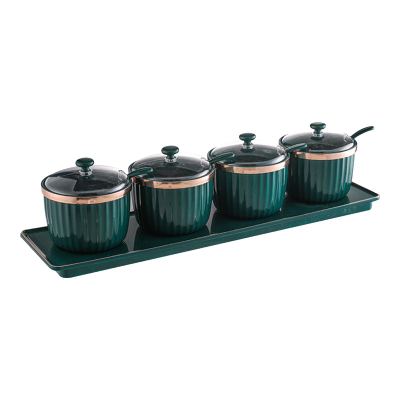 Modern Spice Case Seasoning Jar with Lid spoon Tray for Restaurant Bar