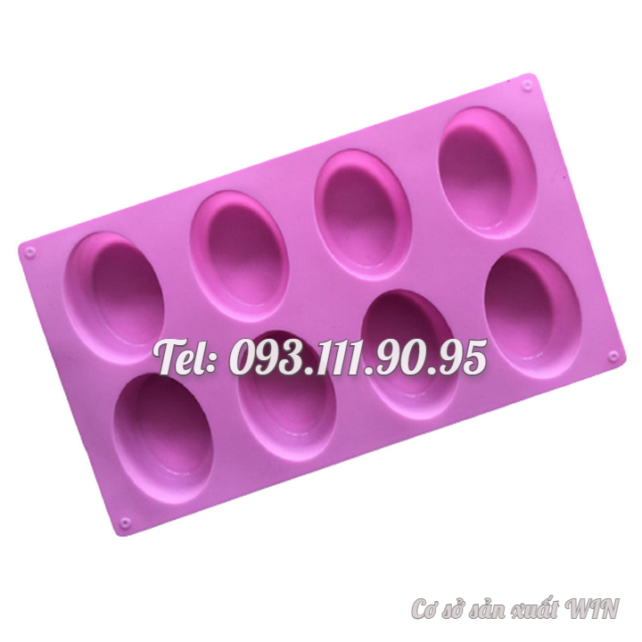 Khuôn silicon làm bánh, rau câu 8 hình Oval - Mã số 1052