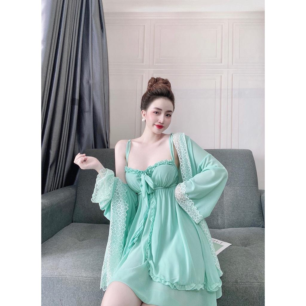 Váy ngủ Tiểu Thư ️FREE SHIP️Váy ngủ kèm choàng TIỂU THƯ chiffon cao cấp &lt;60kg