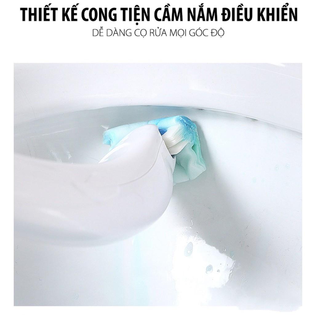 Bộ Bàn Chải Vệ Sinh Bồn Cầu Công Nghệ Nhật Bản - tặng 12 đầu lau, móc treo đa năng