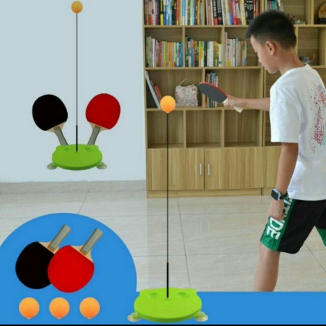 Bộ bóng bàn luyện tập phản xạ vợt cán gỗ cho bé vui chơi mọi lúc mọi nơi