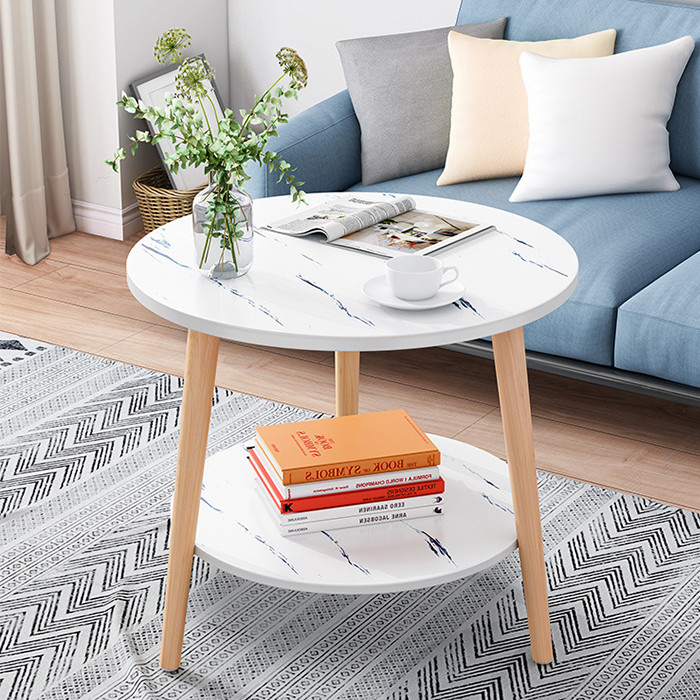 Bàn trà 2 tầng mặt gỗ ốp vân đá, bàn sofa, bàn cafe BAT025