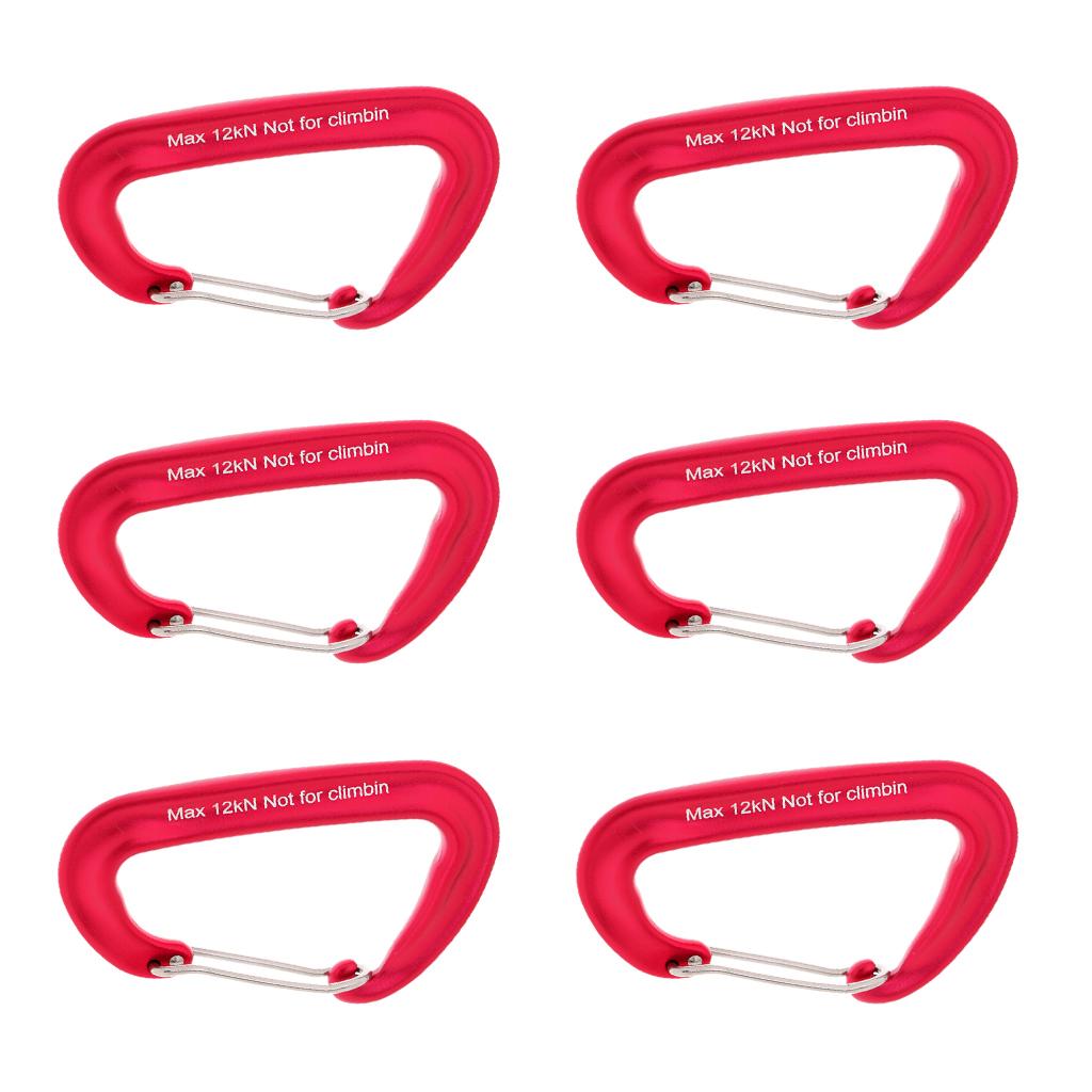 6 Pieces 2600lbs Aluminium Wire Gate Spring Clip Carabiners - Heavy Duty & Lightweight - for Hammock Camping Hiking Outdoor Backpacking