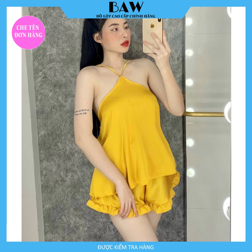Đồ Ngủ Hai Dây Lụa Satin Sexy Quyến Rũ Thương Hiệu Baw, Chất Liệu Lụa Mát Mịn Nhẹ Nhàng Cực Kỳ Lôi Cuốn NT701
