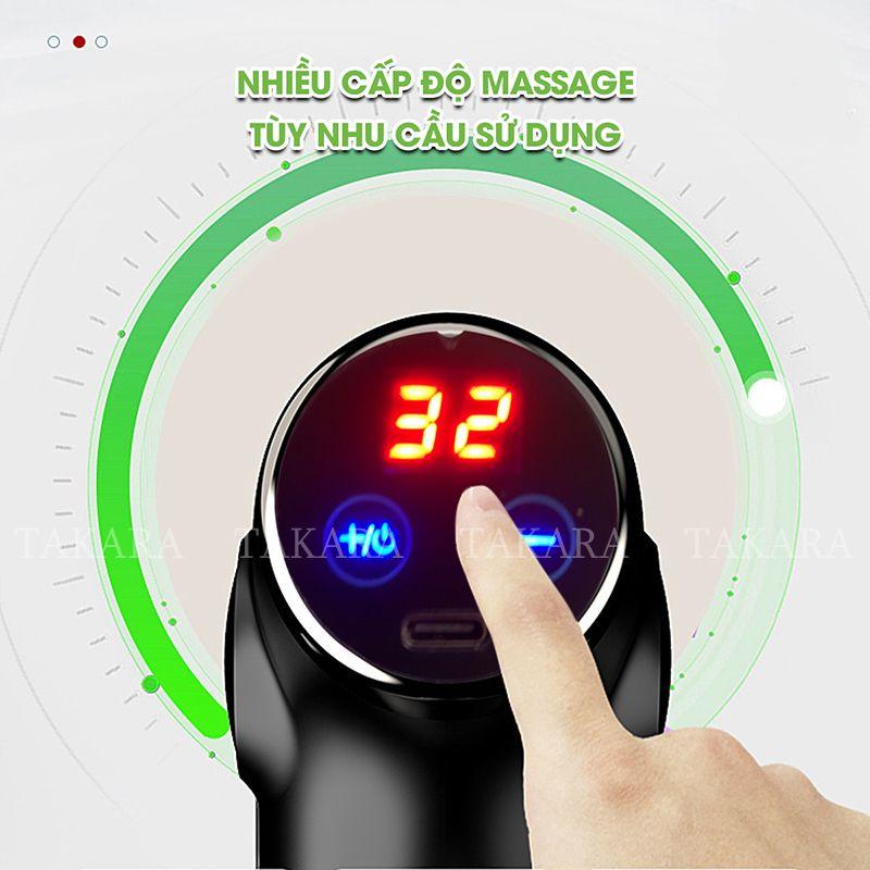 Súng Massage Cầm Tay TAKARA Trị Liệu Toàn Thân Với 4 Đầu Massage Và 32 Cấp Độ BH 12 Tháng KH515