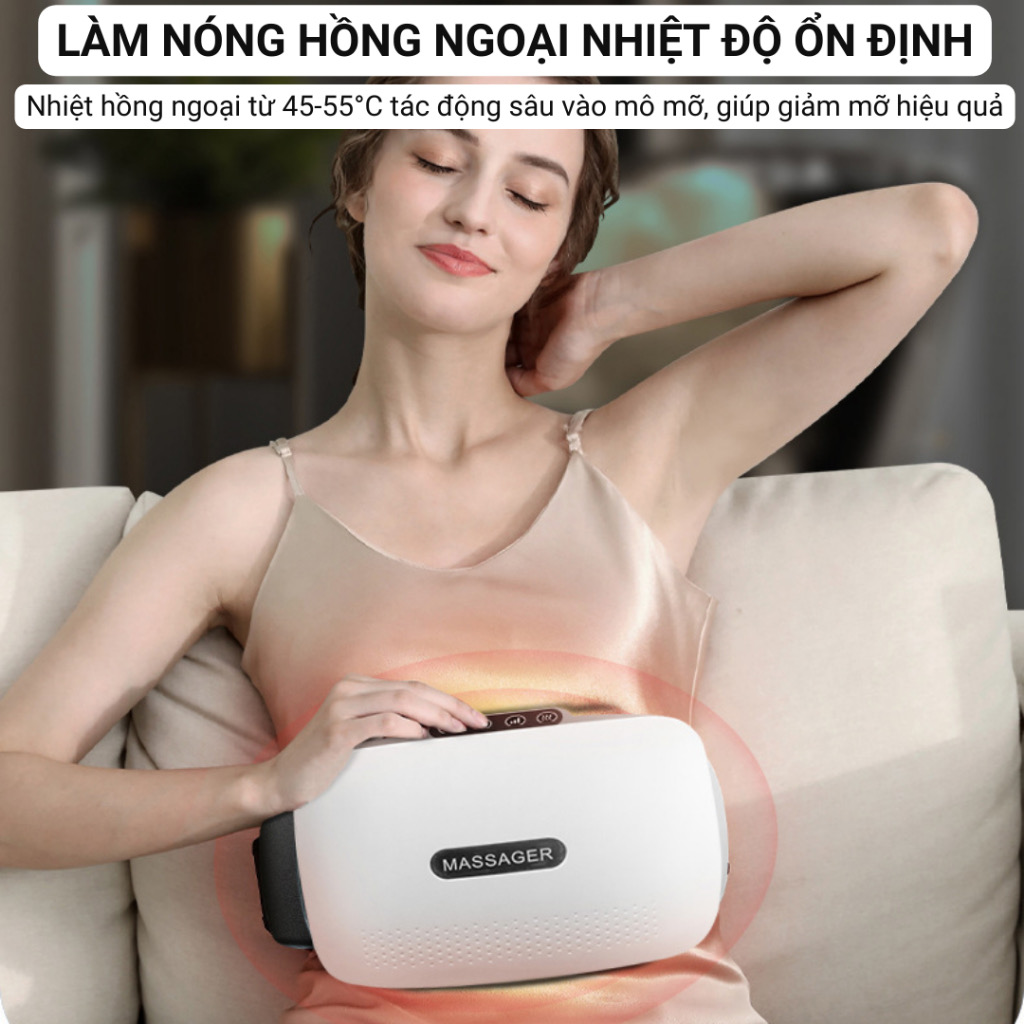 Máy Massage Bụng TQ-109, Máy tan Mỡ Bụng, Đai Massage tan Mỡ Bụng Tích Hợp Xoay Đá Nóng Kết hợp Làm Nóng Hồng Ngoại