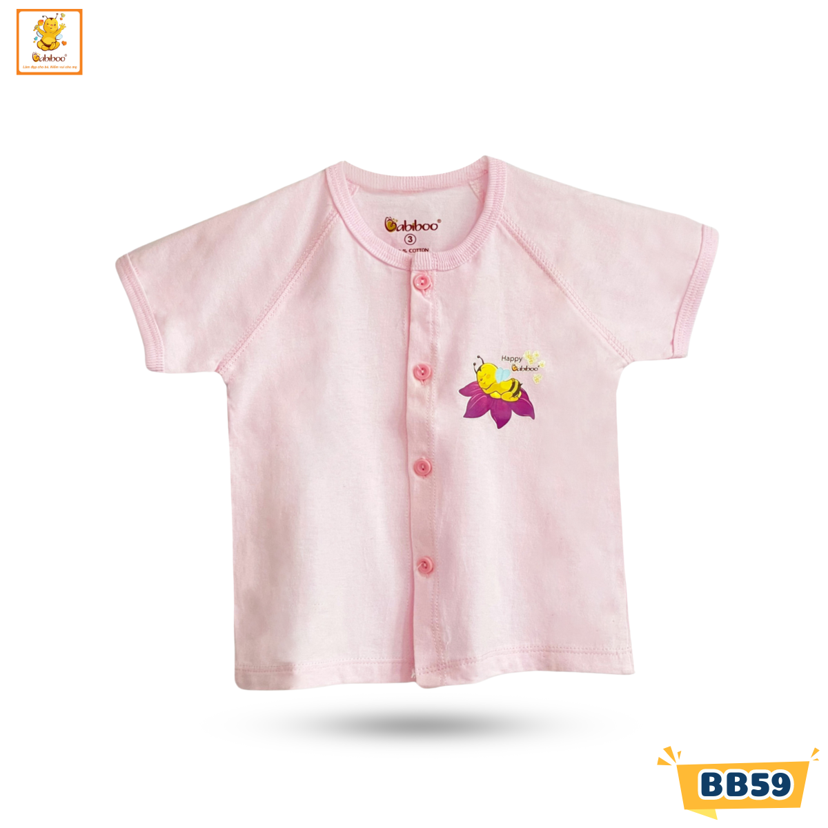 Áo sơ sinh Babiboo áo ngắn tay cho bé cotton 2 chiều BB59